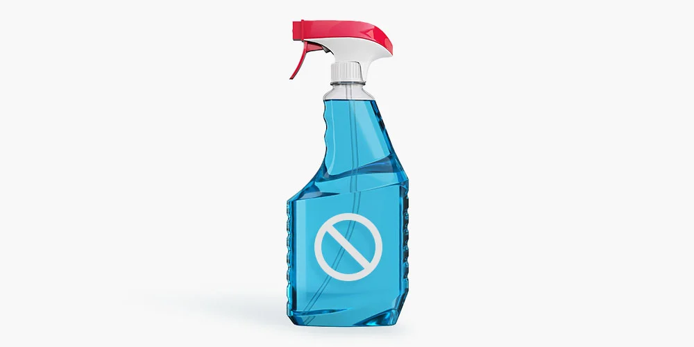 bottle of blue glass cleaner